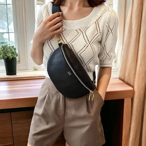 Vista 4 de Leather Fanny Pack Crossbody Bags for Women Trendy Sling Bag for Women Small Crossbody Bags for Women Vacation Essentials Handbags Crossbody Purse