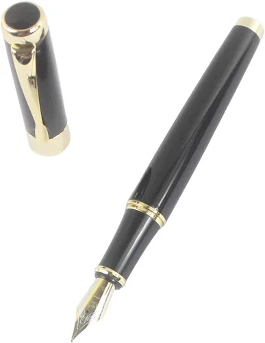 Vista 5 de Gullor Jinhao 18KGP - Pluma estilográfica de punta media con convertidor de tinta, color negro