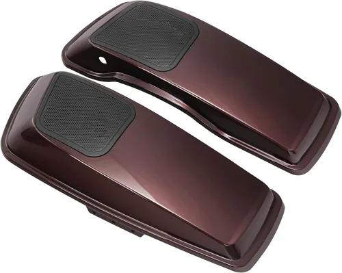 Vista 9 de TCT-MOTORPARTS Alforjas de mezclilla negra con tapas, bocina de 5 x 7 pulgadas, rejillas para Harley Street Glide Road King Road Glide Ultra Limited
