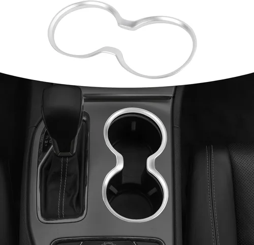 Vista 8 de para Jeep Grand Cherokee 2011-2021 Cubierta de Moldura del Portavasos Delantero, Anillo del Portavasos de la Fila Delantera Accesorios Interiores