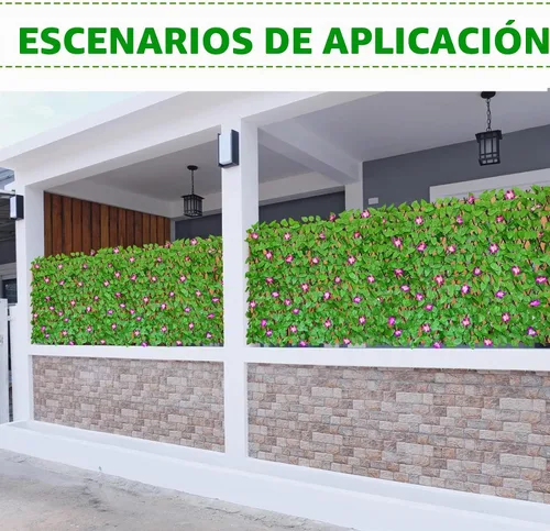 Vista 6 de Pantalla de Privacidad Expandible para Balcón Patio Exterior, Panel Decorativo de Cercado de Hiedra Artificial, Setos Artificiales