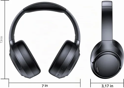 Vista 8 de Auriculares híbridos con cancelación activa de ruido, 120 horas de reproducción 6 ENC, micrófono de llamada transparente, auriculares inalámbricos