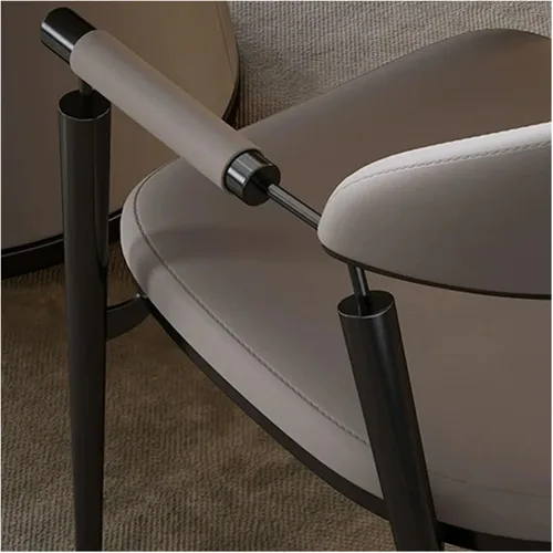 Vista 6 de Sillas de comedor Sillas de comedor, Simplicity, Cocina tapizada de piel sintética con brazos y patas, cocina moderna