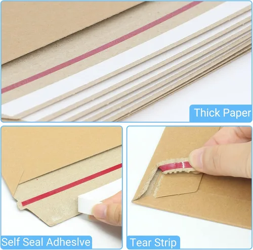 Vista 3 de zmybcpack Paquete de 100 sobres rígidos de cartón Kraft de 6 x 8 pulgadas