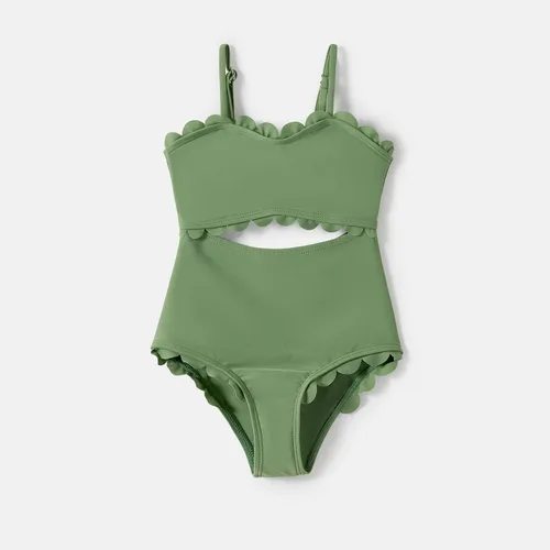 Vista 4 de IFFEI Mommy and Me - Trajes de baño de una pieza para mujer, con corte festoneado, monokini