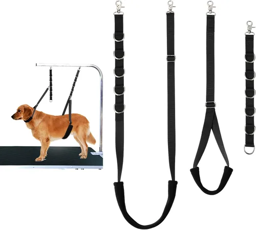 Vista 12 de Lazos de aseo para perros, correas para el vientre para mascotas, bandas para el vientre, color negro, herramientas de aseo cómodas y ajustables
