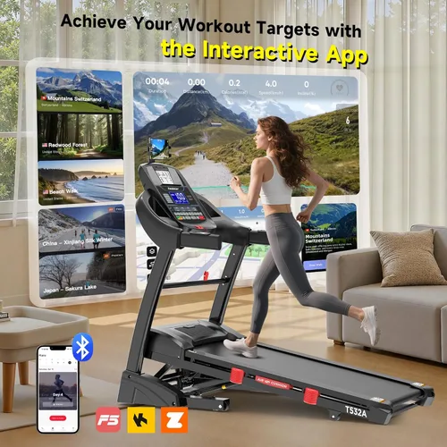 Vista 8 de Cinta de correr con inclinación automática del 15% de capacidad de 400 libras, máquina de correr plegable de 5.1 HP para el hogar con mango