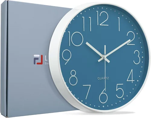 Vista 8 de Lafocuse Reloj de pared silencioso azul marino de 12 pulgadas, funciona con pilas, reloj de pared analógico para cocina, sala de estar, dormitorio
