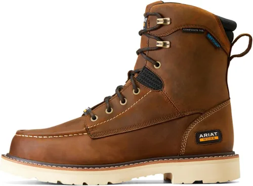 Vista 3 de Ariat Bota de trabajo CT marrón envejecida impermeable de 8 pulgadas para hombre