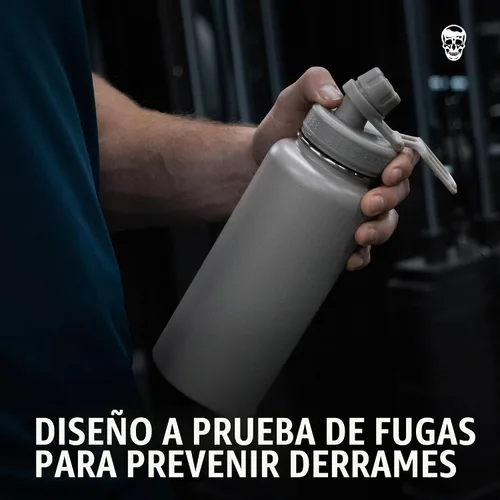 Vista 7 de Gymreapers Botella de agua aislada - Acero inoxidable 32 oz, 3 tapas (pajita, trago, cantimplora), aislamiento al vacío de doble pared, taza térmica