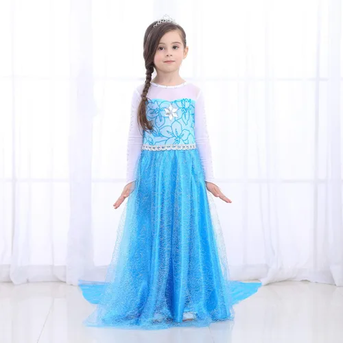 Vista 2 de Plustrong Vestido Elsa para niñas, vestido de princesa, disfraz de Elsa para niña pequeña