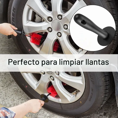 Vista 4 de Cepillo de limpieza de ruedas y llantas, cerdas largas y suaves, cepillo para detalles de llantas, multiuso para limpiar ruedas, llantas, puntas