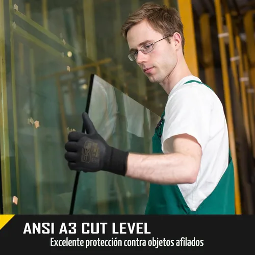 Vista 4 de COOLJOB A3 Cut Resistant Safety Work Gloves with Nitrile Grip, Touchscreen & Flexible for Gardening Fishing Construction