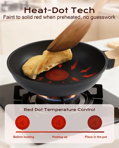 Vista 2 de Sartén antiadherente, sartén para tortilla de 8 pulgadas, sartén saludable y no tóxica con mango resistente al calor, sartén de cocción sin PFOA