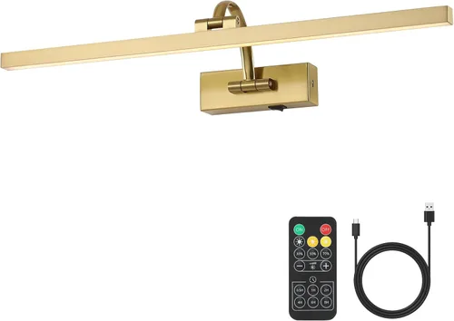 Vista 9 de DESOOP Luces de imagen para pared, funciona con pilas, iluminación artística de latón inalámbrica para pinturas, luces recargables de galería