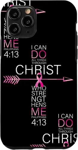Vista 29 de Breast Cancer Phone Cases Women Philippians 4:13 Pink Cancer Case for iPhone 17