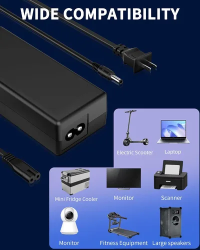 Vista 4 de Cargador adaptador AC/DC compatible con ENOFLO G600 600W generador solar portátil central de energía banco cable de fuente de alimentación fuente