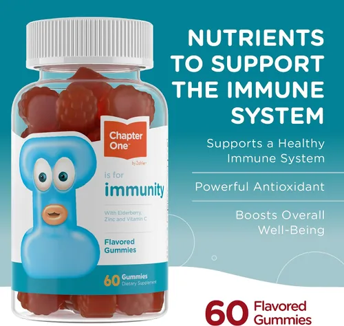 Vista 2 de Zahler - Gomitas de apoyo inmunológico Chapter One con vitamina C, zinc y bayas de saúco negro, para niños y adultos (60 unidades), Kosher