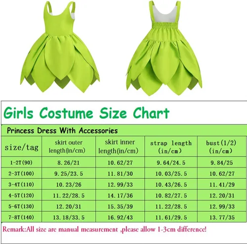 Vista 7 de Disfraz de princesa Tinkerbell para niñas, vestido de hadas del bosque con alas de Halloween, traje para bebé niña