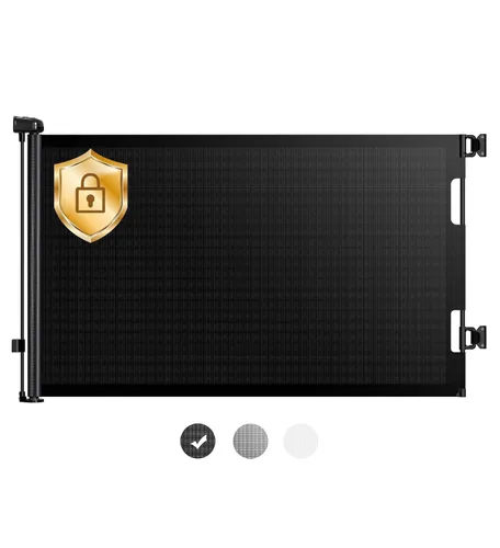 Vista 17 de HAMOPY Puerta retráctil para bebé, 33 pulgadas de alto, se extiende hasta 55 pulgadas de ancho, puertas de bebé duraderas con bloqueo automático
