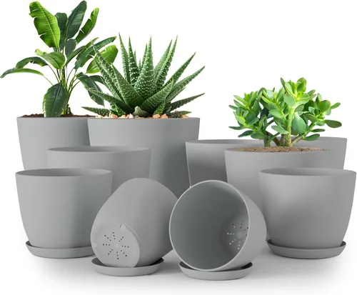 Vista 9 de Utopia Home - Macetas de Interior con Drenaje - Macetas de Flores de 7/6.6/6/5.3/4.8 Pulgadas para Plantas de Interior - Juego de 5 Macetas