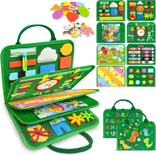 Vista 9 de Gojmzo Busy Board Juguetes Montessori para Niños Pequeños y Niñas Regalos, Juguetes Sensoriales para Niños Pequeños, Actividades Educativas de Viaje