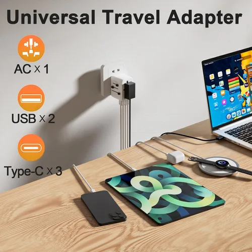 Vista 4 de Adaptador de viaje de carga rápida, Blanco, 28W US