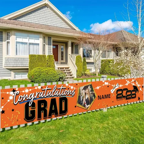 Vista 25 de Decoraciones personalizadas para fiestas de graduación 2026 – Cartel de felicitación de graduación grande – Cartel de fondo de graduación