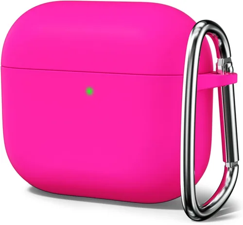 Vista 40 de Oakxco Funda de silicona para Airpods 3, bonita funda rígida femenina para Airpods de 3ª generación con llavero, gel de goma colorido suave de TPU