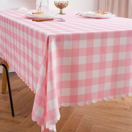 Vista 9 de MANGATA CASA Mantel de cuadros rosa para mesas cuadradas, mantel a cuadros, impermeable, para cocina y mesa, mantel de poliéster a cuadros sin Rosa