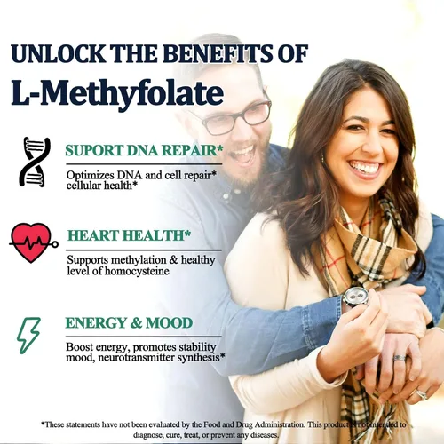Vista 5 de Suplemento de metilfolato gotas líquidas, L Methy Folate 15mg Plus Methy B12, B6, B2 Multivitamínico, Metabólicamente Activo 5-MTHF
