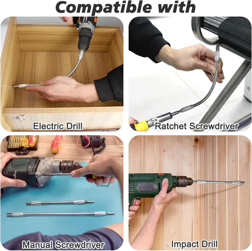 Vista 7 de Guyuyii Extensión de Broca Flexible - Eje Suave Hexagonal Magnético de 1/4" para Lugares Difíciles de Alcanzar - Extensión de Broca Flexible