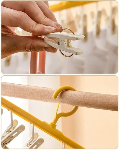 Vista 6 de gofidin Paquete de 2 soportes para calcetines de secado a prueba de viento, multiclip, para dormitorio, colgar ropa, ropa interior, calcetines