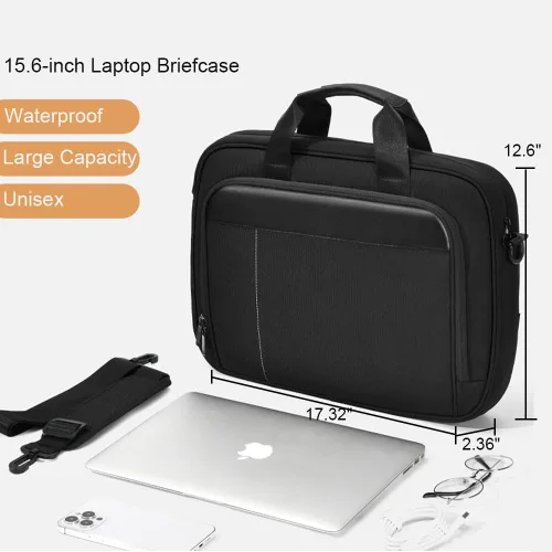 Vista 4 de zhongningyifeng Maletín para portátil de negocios de 14-15.6 pulgadas, bolsa de mensajero multifuncional impermeable para viajes y oficina