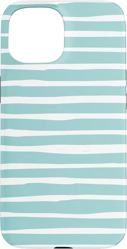 Vista 6 de iPhone 16 Cute Pastel Mint Green Aqua & White Wavy Stripe Case