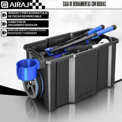 Vista 6 de AIRAJ - Caja de herramientas con ruedas, caja de herramientas apilable