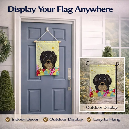 Vista 527 de Caroline's Treasures BB1923GF Bandera decorativa para jardín con diseño de Border Collie, para caza de huevos de Pascua, para jardín, jardín, patio