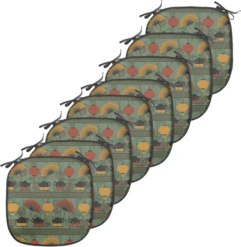 Vista 188 de Ambesonne Flamingo - Cojín de asiento para silla, diseño de fantasía exótica con elementos de vida silvestre hawaiana en colores pastel, acolchado