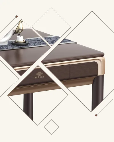 Vista 6 de Mesa de comedor automática Mahjong de 4 patas estilo americano con 4 cajones, viene con 2 juegos de azulejos numerados de 1.575 pulgadas, cubierta