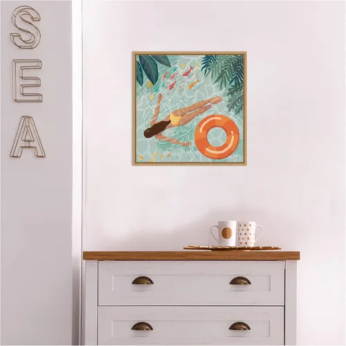 Vista 7 de Amanti Art Lienzo enmarcado para pared, 16 x 16 pulgadas, diseño de chicas de playa IV por Janelle Penner, lienzo enmarcado para pared, obras
