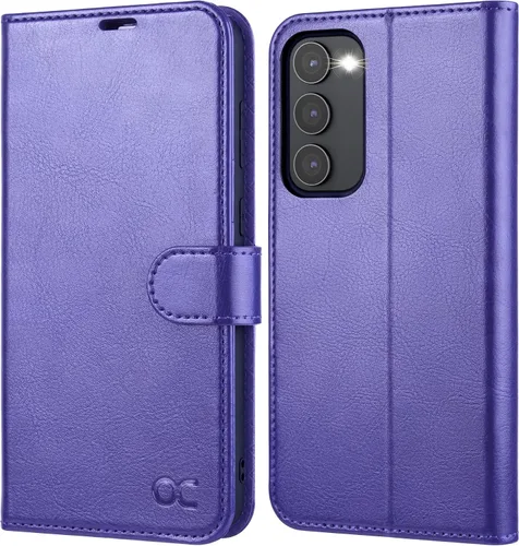 Vista 8 de OCASE Funda tipo cartera compatible con Galaxy S23 5G, de piel sintética Negro