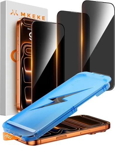 Vista 9 de Mkeke Protector de pantalla de privacidad para iPhone 17 Pro, 3 unidades, vidrio templado 9H+ [protección contra caídas de grado militar de 16 pies]