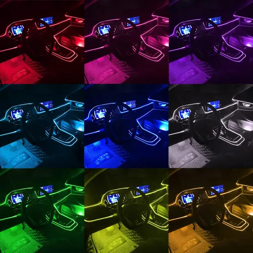 Vista 6 de Jushope - Luces LED para automóvil, luces interiores con control inalámbrico por aplicación/control remoto RF/botón, kit de iluminación ambiental