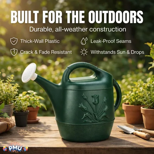 Vista 4 de PMU Regadera de 2 galones - Regadera de jardín para plantas de interior y exterior - Regadera de plástico con cabezal de rociador desmontable