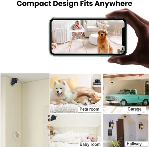 Vista 7 de javiscam Mini cámara, cámara de niñera HD 4K para el hogar con batería más larga, detección de movimiento, control de aplicaciones, almacenamiento