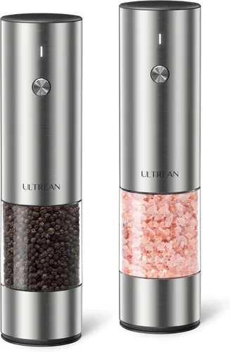 Vista 12 de Ultrean Molinillo de pimienta, molinillo de sal y pimienta recargable con 6 grosores ajustables, luz LED, molinillo automático para cocina