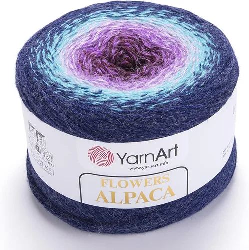 Vista 8 de Yarn Art YarnArt Flowers Alpaca 20% alpaca, 80% acrílico, peso 8.82 onzas, longitud 1028 yardas, hilo de invierno multicolor de ganchillo arco iris