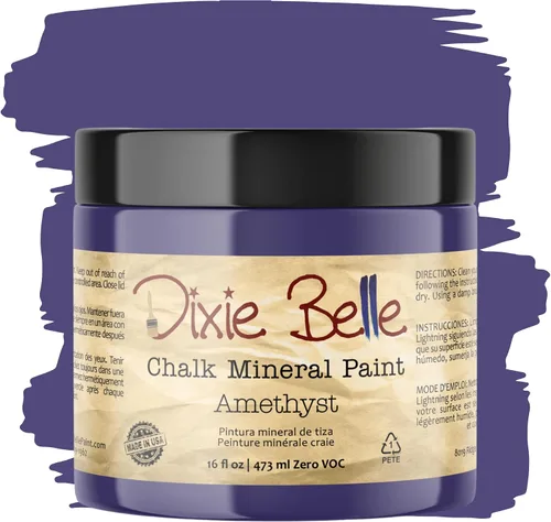 Vista 18 de Pintura para muebles con acabado de tiza Dixie Belle Paint Company - Amatista (4oz) - Pintura mineral de tiza chic púrpura profundo mate
