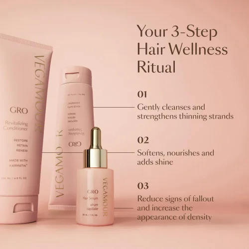 Vista 8 de VEGAMOUR GRO Acondicionador revitalizante, apoya el cabello más grueso y de aspecto más completo, acondicionador formulado sin sulfatos