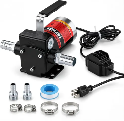 Vista 11 de TOPWAY Bomba de combustible de gasolina de 12 V CC, bomba de transferencia de aceite autocebante de 3.7 GPM con mango, bombeo reversible, protección